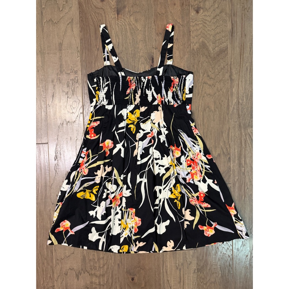 R&K Womens Floral Fit and Flare Sundress Black Sweetheart Smocked Back Size 18 - Picture 3 of 5